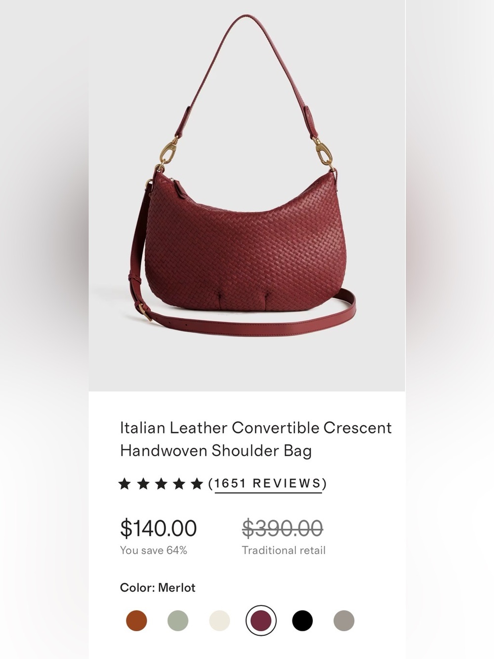 Quince Merlot Leather Woven Bag with Gold Details Like New Two Straps
